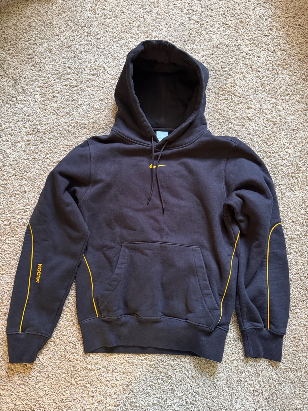 Nike Nocta Black Hoodie with Yellow Piping and Swoosh - Men’s Pullover